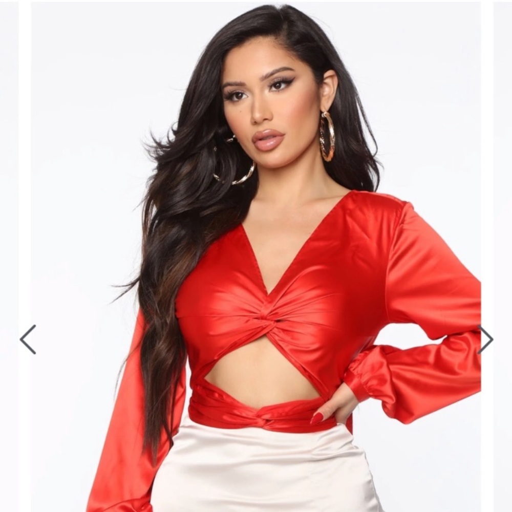 Fashion Nova Sexy Red Wraparound Top